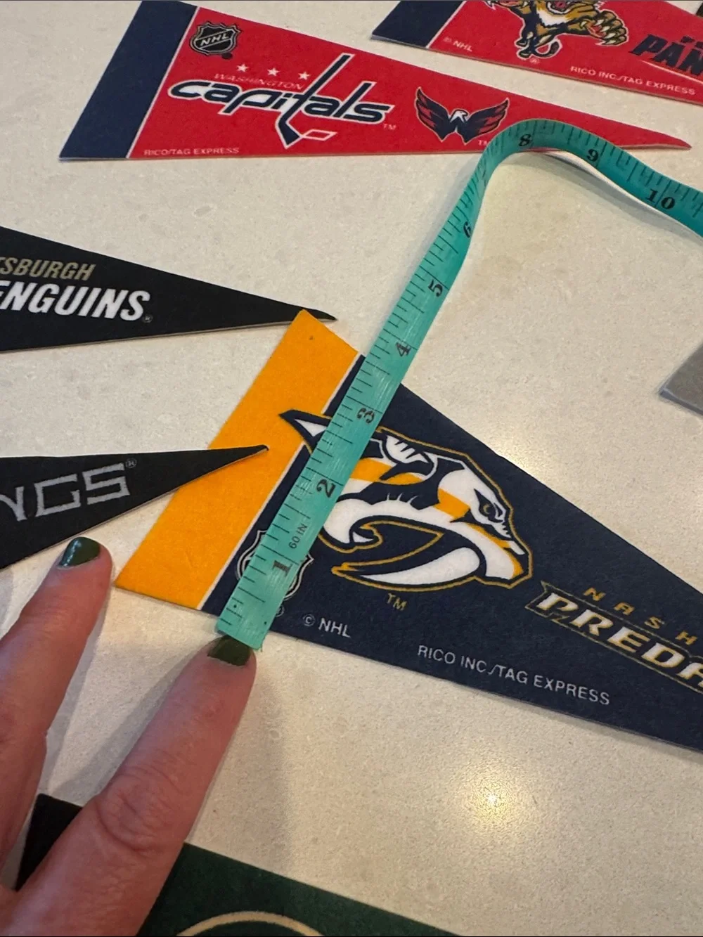 NHL Team Pennant Trading pennant 27 pc Red, Blue, Black, Green, Yellow, Orange